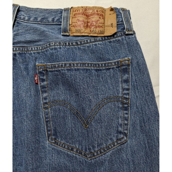 LEVIS 501 ORIGINAL STRAIGHT  Button Fly Denim Blue Jeans - Men 40X30 - Picture 3 of 16